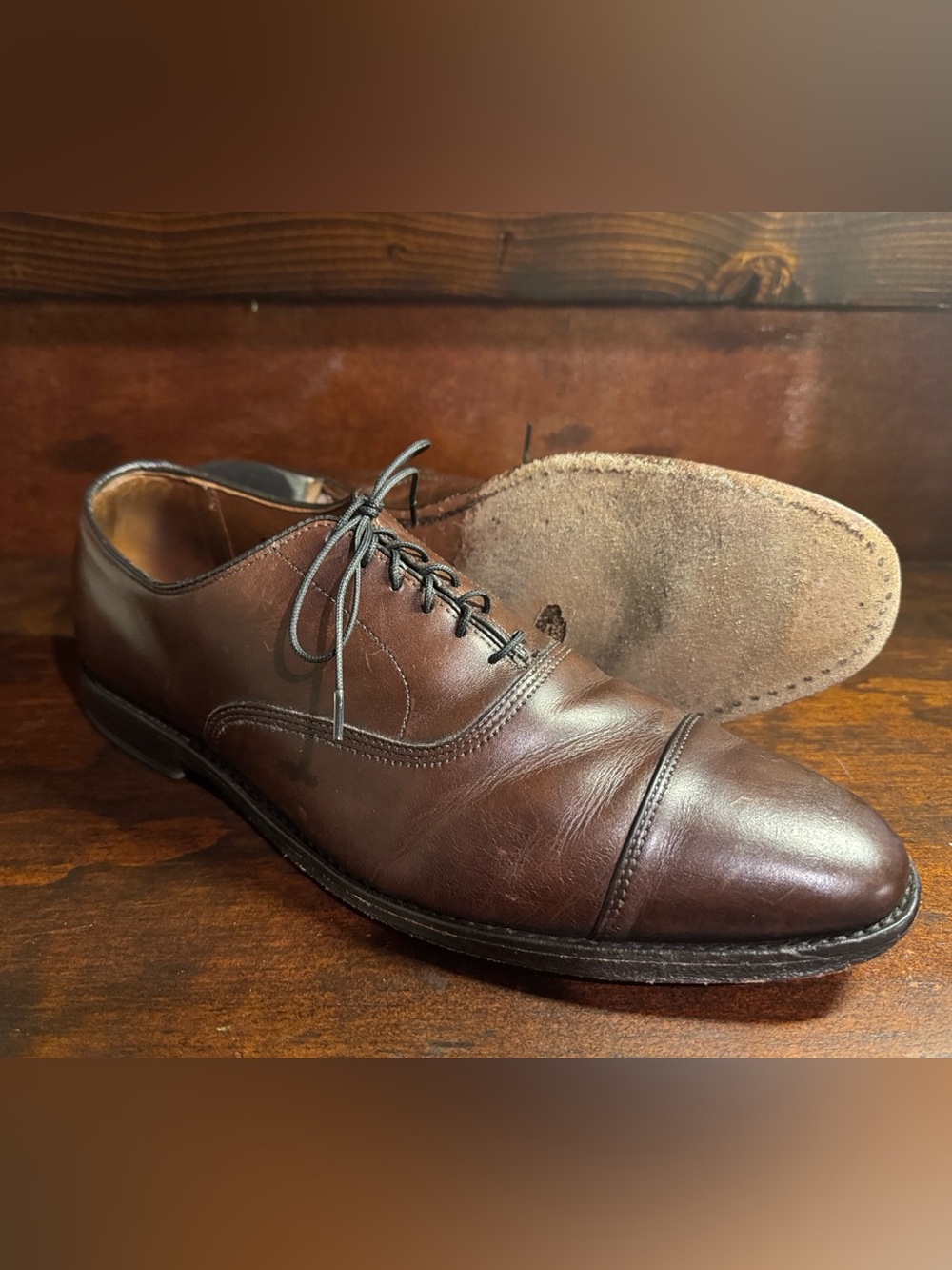 Allen Edmonds Park Ave Leather Oxford Dress Shoes - Brown 10.5D